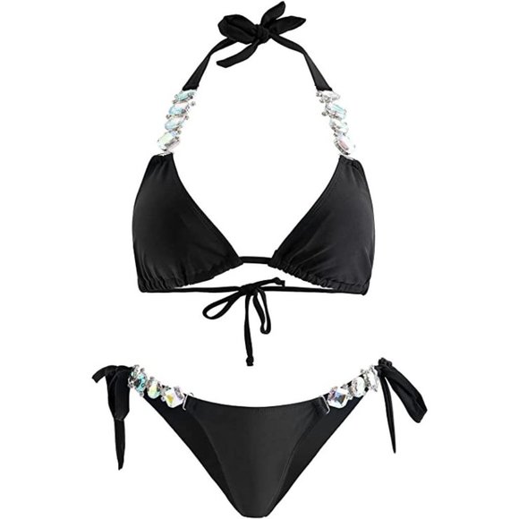 NEW Sparkling Bling Crystal Rhinestone Bikini Swimsuit Beachwear + FREE … - Picture 15 of 16